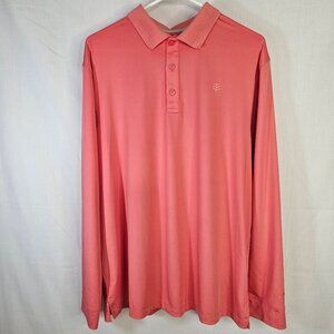 Coolibar Polo Shirt Men's Large Salmon Pink Long Sleeve UPF 50+ UVA Golf Active